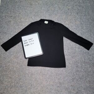 Kate Spade New York Top Small Black Long‎ Sleeve Knit Crew Neck Lightweight